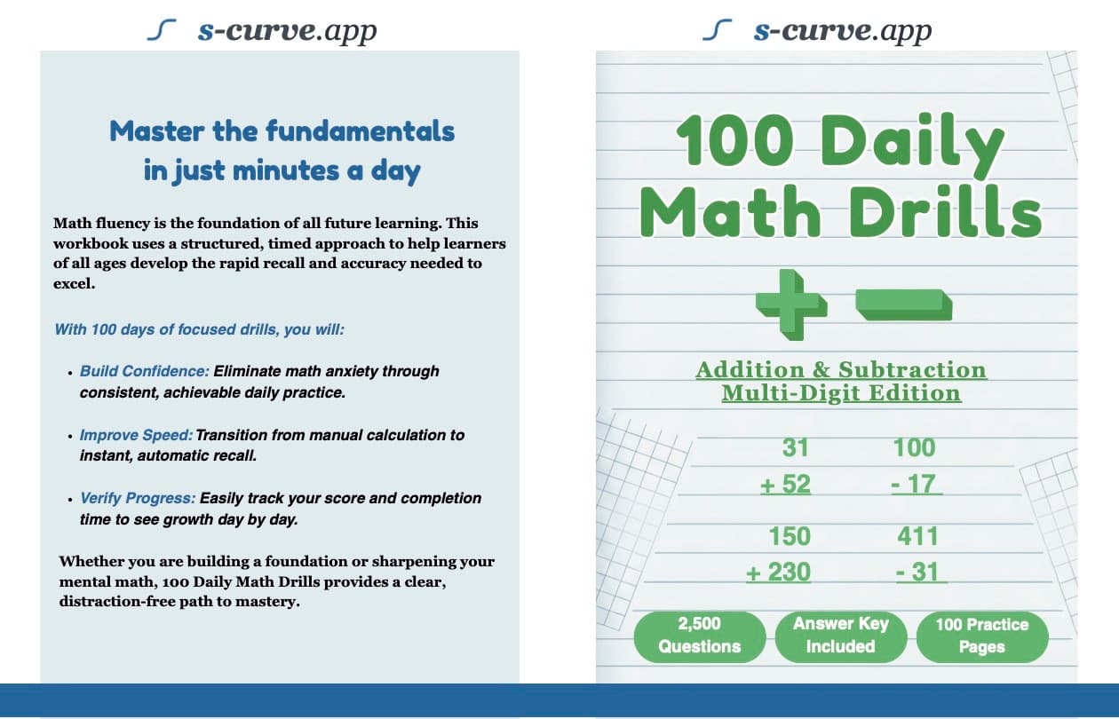 100 Daily Math Drills: Addition & Subtraction Multi-Digit Edition